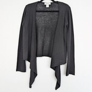 Vintage Andre Oliver Pure Cashmere Cropped Black Open-Front Sweater Knit Sz S